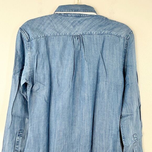 Untuckit Dress Womens 0 Long Sleeve Denim Button Up Shirtdress Pockets Stretch - Picture 4 of 14